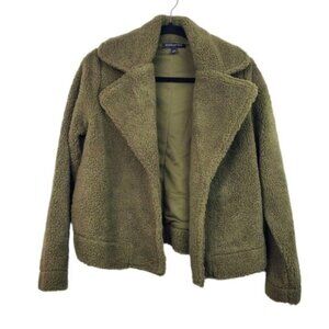 Banana Republic Factory Womens Green Open Front Sherpa Teddy Jacket Size XS